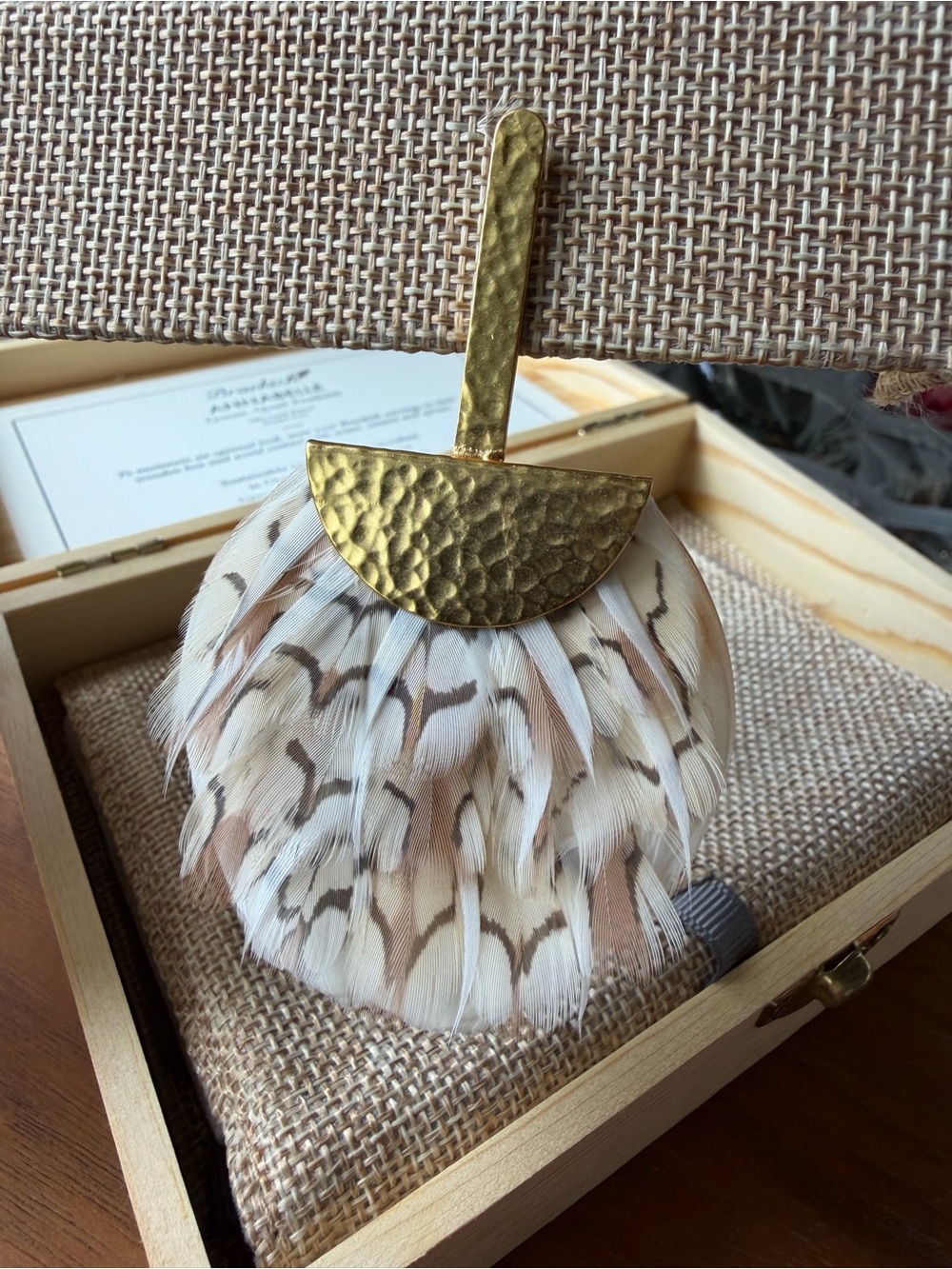 Brackish 24k Handmade Quail Feather Earrings - Picture 3 of 16